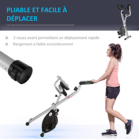 Vélo d'appartement pliable 8 niveaux de résistance magnétique selle réglable