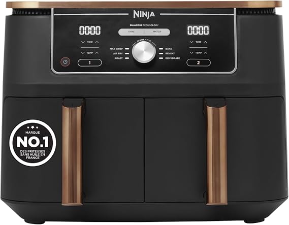 Ninja Foodi MAX Dual Zone Air Fryer, 2 Tiroirs, 9,5L, 6-en-1, Sans Huile
