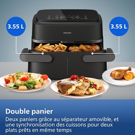 Philips Airfryer 1000 - Air Fryer Panier Flexible 7.1L, 10 modes