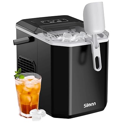 Silonn Machine à glaçons avec poignée de transport et panier à glace,