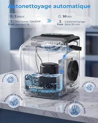 Cliquez pour voir la vue complète Ressources sur la sécurité et les produits Vous souhaitez recycler votre produit GRATUITEMENT ? WELLENT Machine à Glaçons de Comptoir, 8 Glaçons en 6 Min.