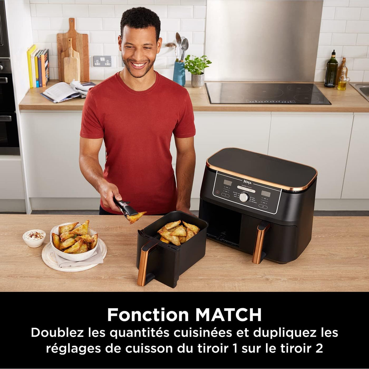 Ninja Foodi MAX Dual Zone Air Fryer, 2 Tiroirs, 9,5L, 6-en-1, Sans Huile