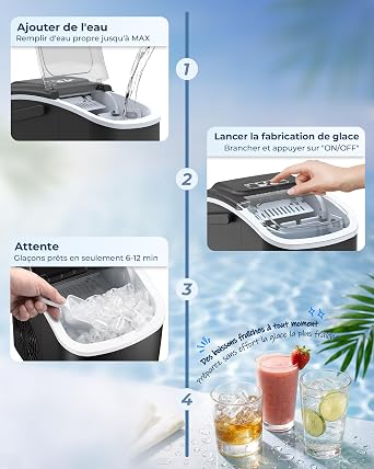 Cliquez pour voir la vue complète Ressources sur la sécurité et les produits Vous souhaitez recycler votre produit GRATUITEMENT ? WELLENT Machine à Glaçons de Comptoir, 8 Glaçons en 6 Min.