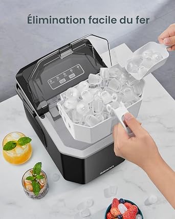 Silonn Machine à glaçons avec poignée de transport et panier à glace,