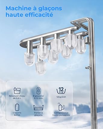 Cliquez pour voir la vue complète Ressources sur la sécurité et les produits Vous souhaitez recycler votre produit GRATUITEMENT ? WELLENT Machine à Glaçons de Comptoir, 8 Glaçons en 6 Min.