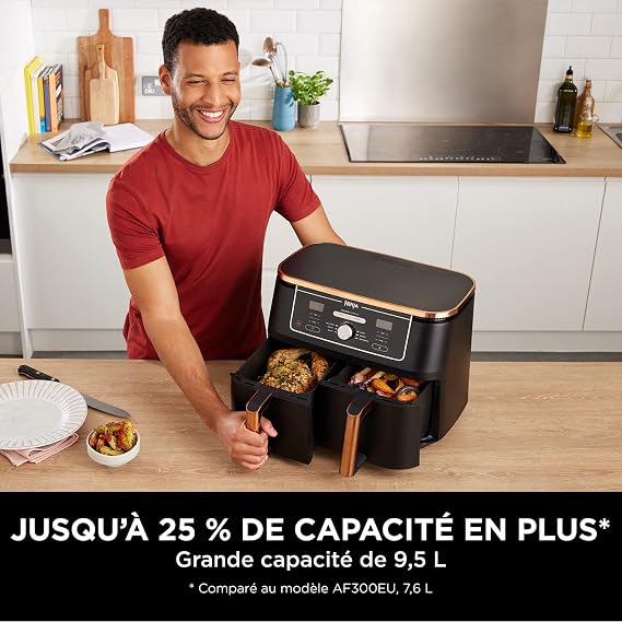 Ninja Foodi MAX Dual Zone Air Fryer, 2 Tiroirs, 9,5L, 6-en-1, Sans Huile