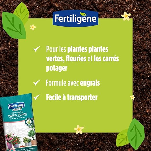 FERTILIGENE Terreau Poids Plume Intérieur & Extérieur, 10L