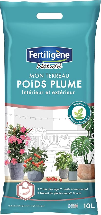 FERTILIGENE Terreau Poids Plume Intérieur & Extérieur, 10L