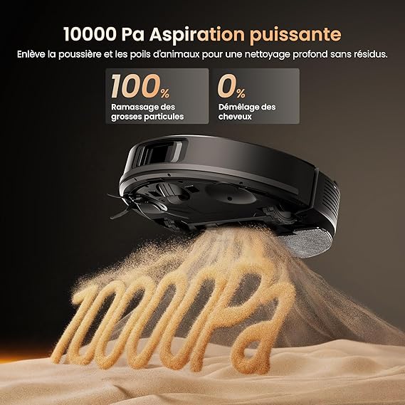 Proscenic Q20 Plus Robot Aspirateur Laveur 10000Pa avec Station Sans Sac Vidage Automatique,200Min