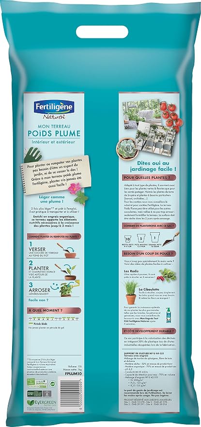 FERTILIGENE Terreau Poids Plume Intérieur & Extérieur, 10L
