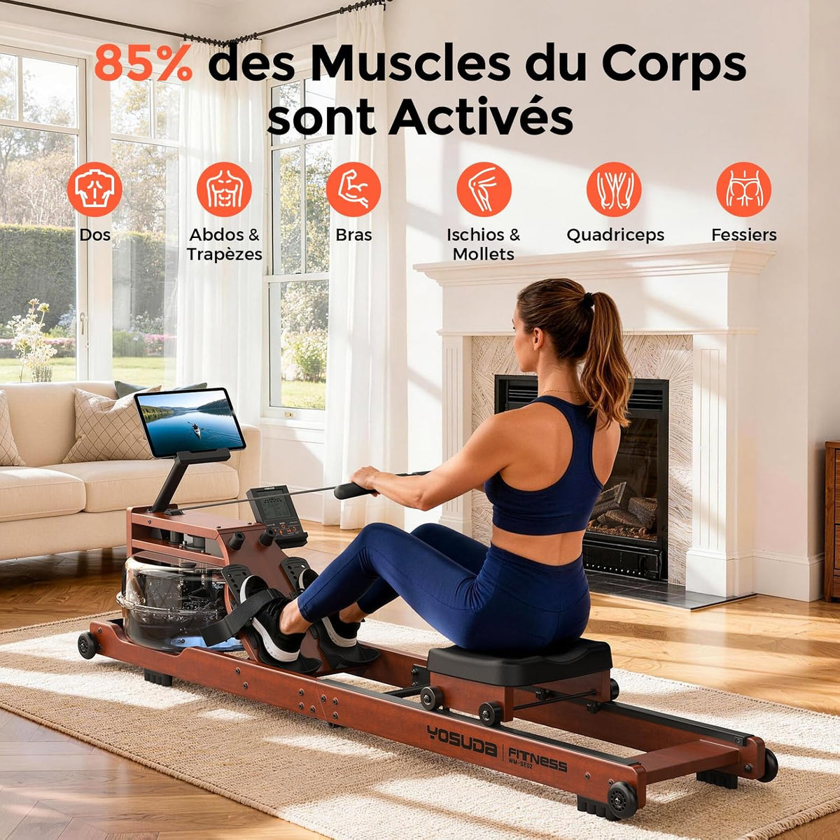 YOSUDA 2026 Rameur Pliable Appartement, 60kg Résistance Magnétique, 180kg