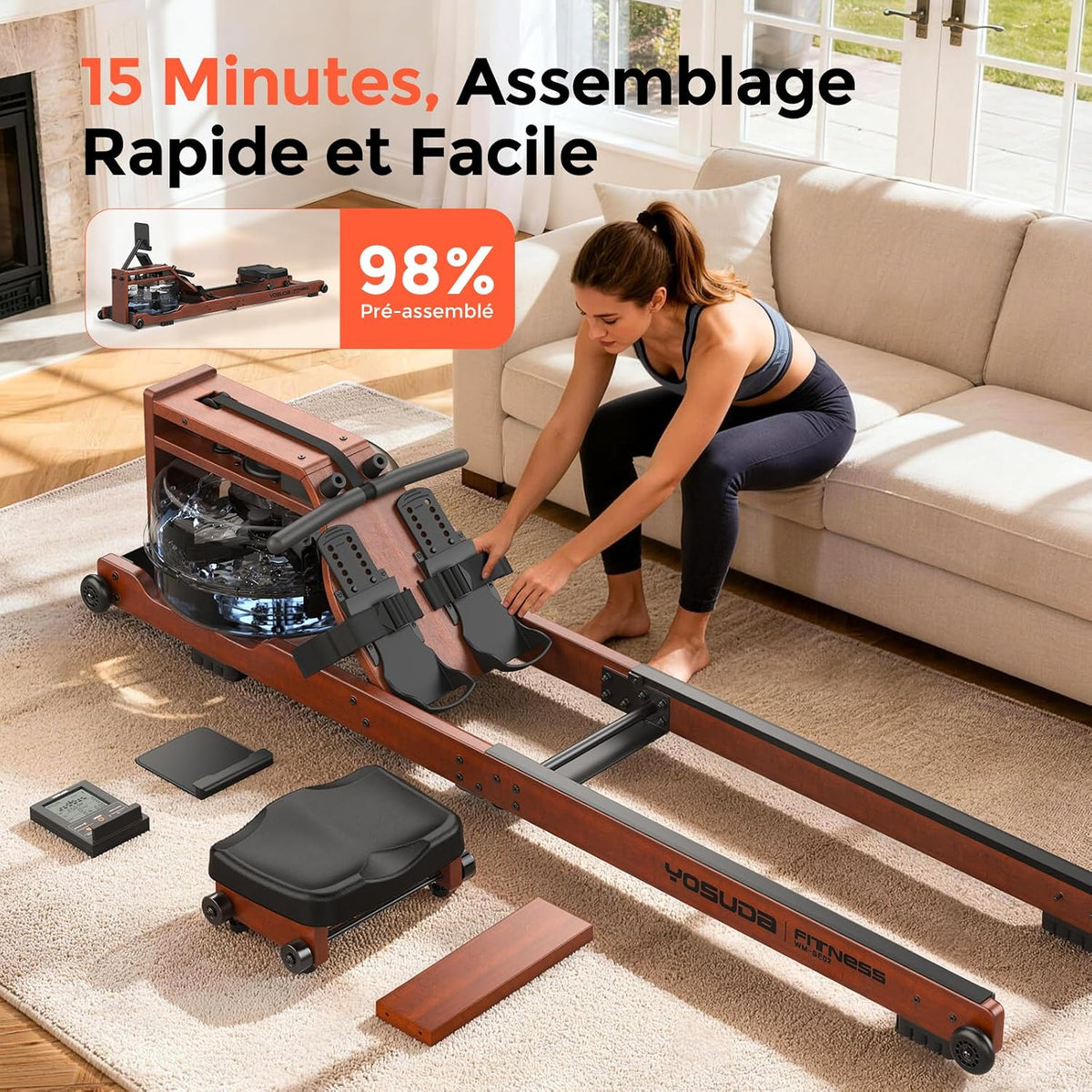 YOSUDA 2026 Rameur Pliable Appartement, 60kg Résistance Magnétique, 180kg
