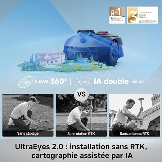 MOVA ViAX 500 Robot Tondeuse sans Fil périphérique,LiDAR 360°&Double Vision