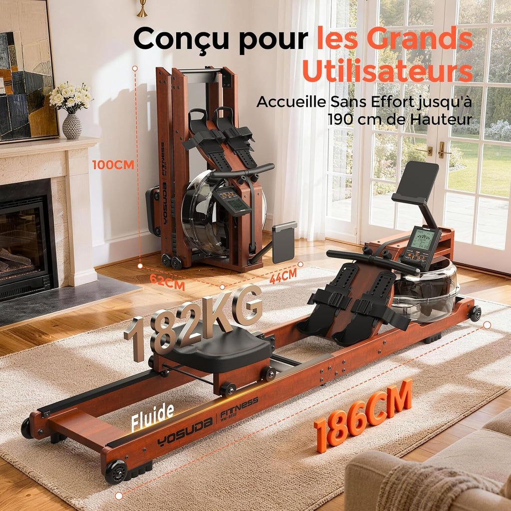 YOSUDA 2026 Rameur Pliable Appartement, 60kg Résistance Magnétique, 180kg
