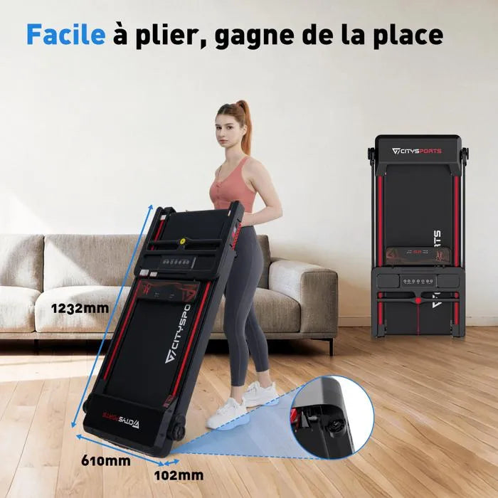 CITYSPORTS WP9 Tapis de Course Electrique. Tapis de course pliable.1400W, Vitesse 1.0- 12.0km/h,